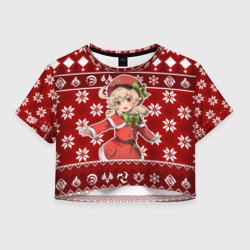 Женская футболка Crop-top 3D Klee christmas sweater