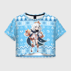 Женская футболка Crop-top 3D Paimon christmas sweater