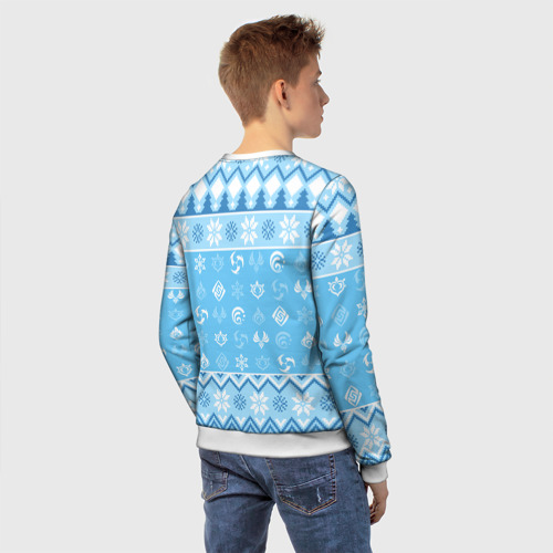 Детский свитшот 3D Paimon christmas sweater, цвет 3D печать - фото 4