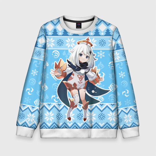 Детский свитшот 3D Paimon christmas sweater, цвет 3D печать