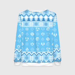 Свитшот с принтом Paimon christmas sweater для женщины, вид сзади №1. Цвет основы: белый