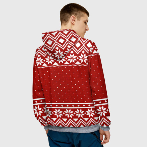 Мужская толстовка 3D с принтом Почита новогодний свитер, вид сзади #2