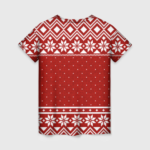 Женская футболка 3D с принтом Почита новогодний свитер, вид сзади #1