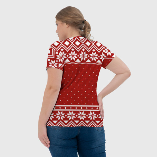 Женская футболка 3D с принтом Почита новогодний свитер, вид сзади #2