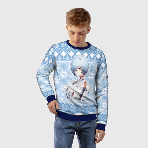 Детский свитшот 3D с принтом Rei christmas sweater, фото на моделе #1