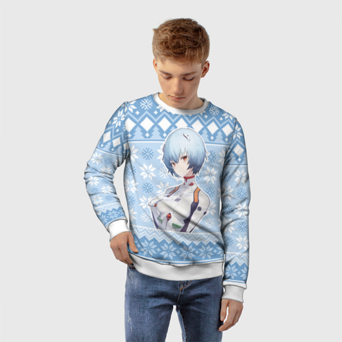 Детский свитшот 3D Rei christmas sweater, цвет 3D печать - фото 3