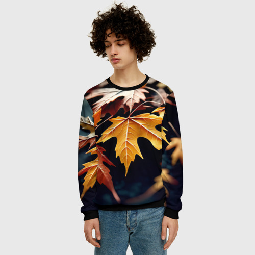 Мужской свитшот 3D с принтом Осенние листья - нейросеть, фото на моделе #1