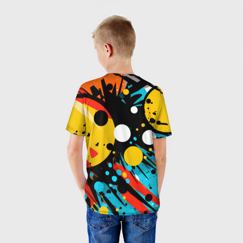 Детская футболка 3D с принтом Абстрактный хаос, вид сзади #2