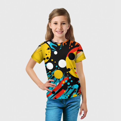Детская футболка 3D с принтом Абстрактный хаос, вид сбоку #3