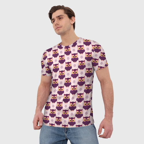 Мужская футболка 3D Сова и цветок, цвет 3D печать - фото 3