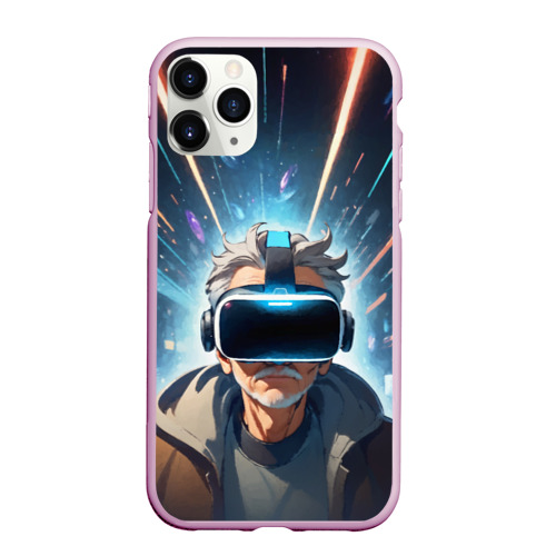 Чехол для iPhone 11 Pro матовый с принтом Пожилой мужчина в очках VR, вид спереди #2