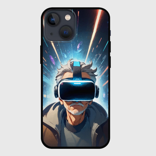 Чехол для iPhone 13 mini с принтом Пожилой мужчина в очках VR, вид спереди #2