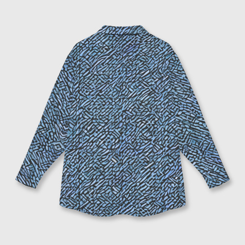 Женская рубашка oversize 3D с принтом Чёрные и синие мазки, вид сзади #1