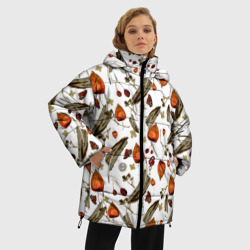 Женская зимняя куртка Oversize Перья и физалис - фото 2