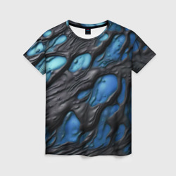 Женская футболка 3D Синяя текучая субстанция