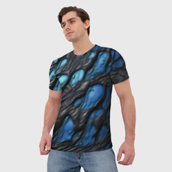 Мужская футболка 3D Синяя текучая субстанция - фото 2