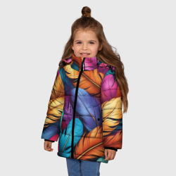 Зимняя куртка для девочек 3D Перья паттерн - нейросеть  - фото 2