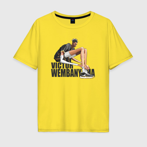 Мужская футболка хлопок Oversize с принтом Victor Wembanyama, вид спереди #2