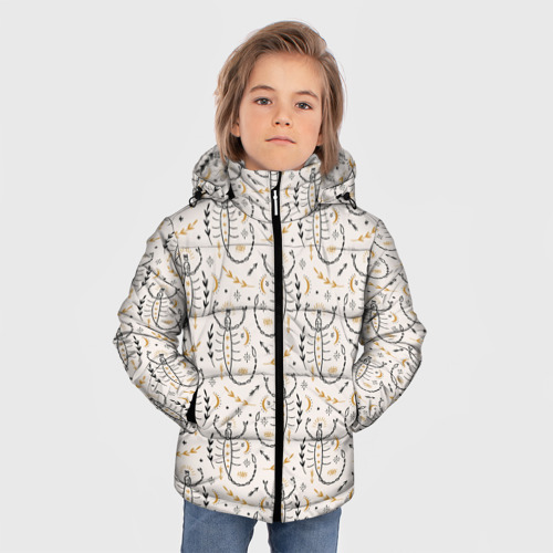 Зимняя куртка для мальчиков 3D Скорпион знак бохо, цвет черный - фото 3