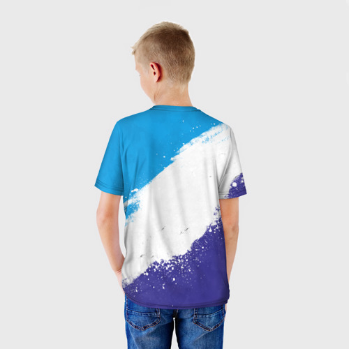 Детская футболка 3D с принтом Вольво - триколор, вид сзади #2