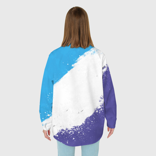 Женская рубашка oversize 3D с принтом Вольво - триколор, вид сзади #2