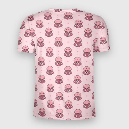 Мужская футболка 3D Slim с принтом Розовая медуза, вид сзади #1