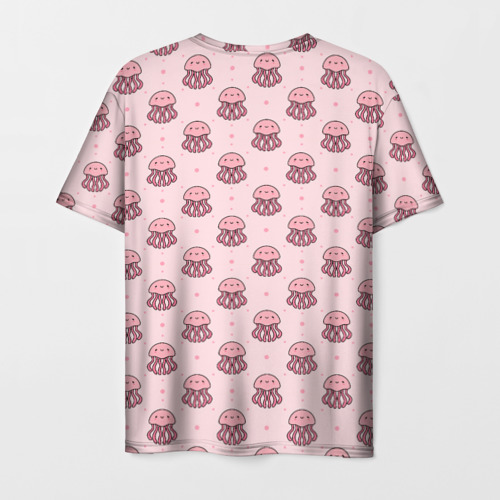 Мужская футболка 3D с принтом Розовая медуза, вид сзади #1