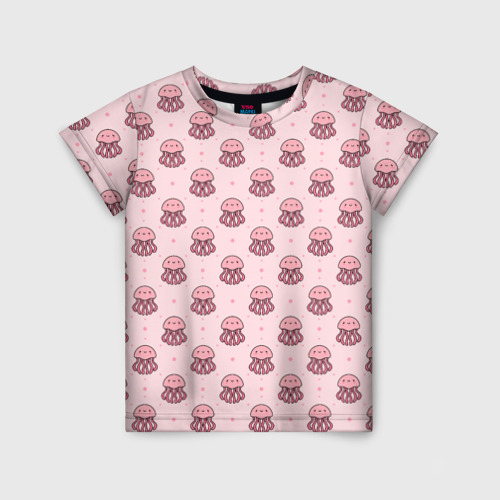 Детская футболка с принтом Розовая медуза, вид спереди №1