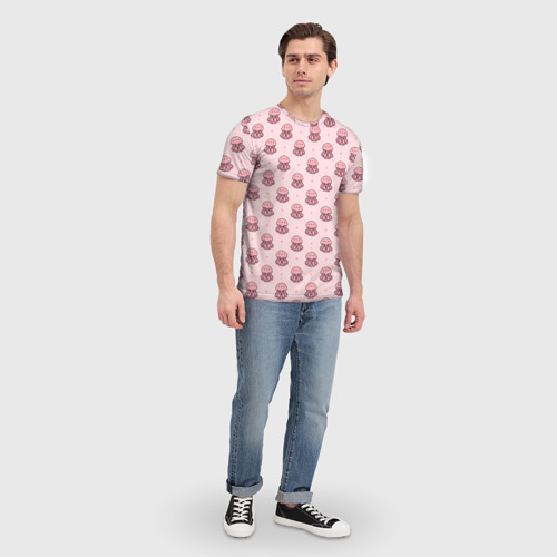 Мужская футболка 3D с принтом Розовая медуза, вид сбоку #3