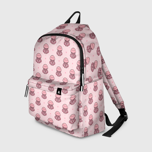 Рюкзак 3D с принтом Розовая медуза, вид спереди #2