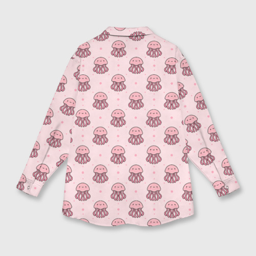 Женская рубашка oversize 3D с принтом Розовая медуза, вид сзади #1