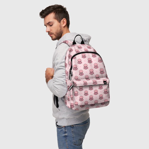 Рюкзак 3D с принтом Розовая медуза, фото на моделе #1