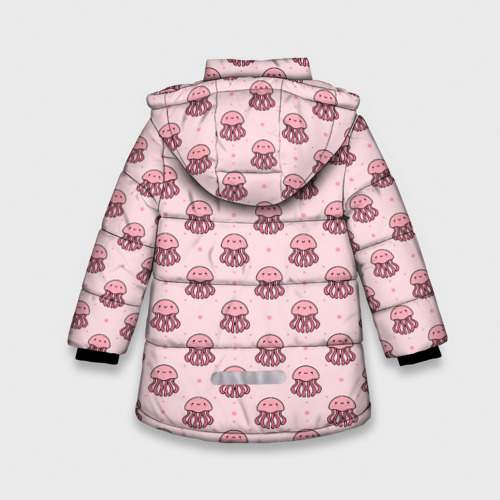 Зимняя куртка для девочек 3D Розовая медуза, цвет светло-серый - фото 2