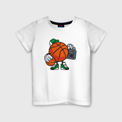 Детская футболка из хлопка с принтом Хип-хоп баскетбол, вид спереди №1