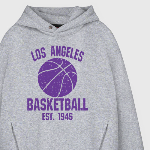 Мужское худи Oversize хлопок Basketball Los Angeles, цвет меланж - фото 4