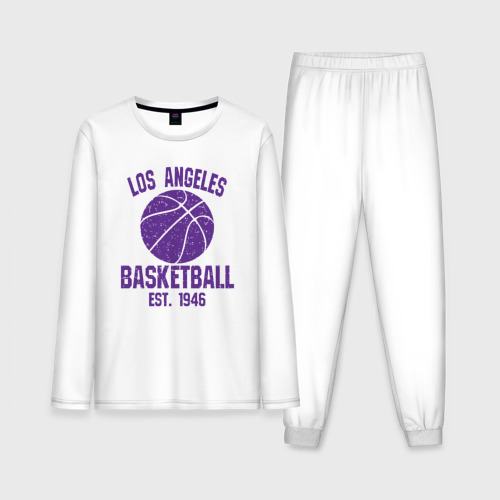 Мужская пижама с лонгсливом хлопок Basketball Los Angeles, цвет белый