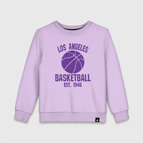 Детский свитшот хлопок с принтом Basketball Los Angeles, вид спереди #2