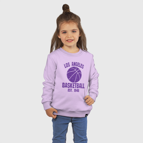 Детский свитшот хлопок с принтом Basketball Los Angeles, фото на моделе #1