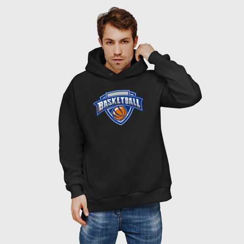 Мужское худи Oversize хлопок Basketball team, цвет черный - фото 3