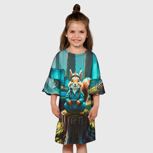 Детское платье 3D с принтом Лесной инженер микроэлектроники, вид сбоку #3