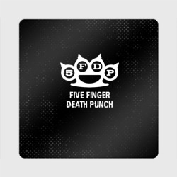 Магнит виниловый Квадрат Five Finger Death Punch glitch на темном фоне