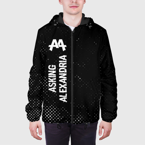 Мужская куртка 3D Asking Alexandria glitch на темном фоне по-вертикали, цвет 3D печать - фото 4