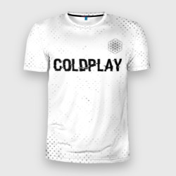 Мужская футболка 3D Slim Coldplay glitch на светлом фоне посередине