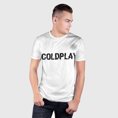 Мужская футболка 3D Slim Coldplay glitch на светлом фоне посередине, цвет 3D печать - фото 3