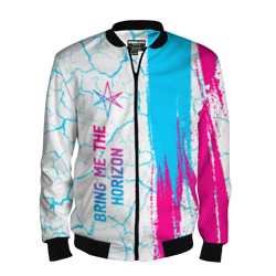 Мужской бомбер 3D Bring Me the Horizon neon gradient style по-вертикали