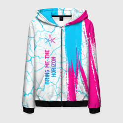 Мужская толстовка 3D на молнии Bring Me the Horizon neon gradient style по-вертикали