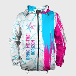 Мужская ветровка 3D Bring Me the Horizon neon gradient style по-вертикали