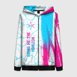 Женская толстовка 3D на молнии Bring Me the Horizon neon gradient style по-вертикали