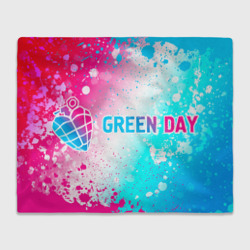 Плед 3D Green Day neon gradient style по-горизонтали