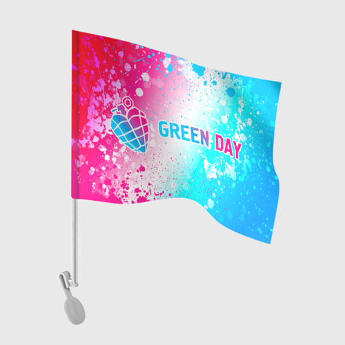 Флаг для автомобиля Green Day neon gradient style по-горизонтали